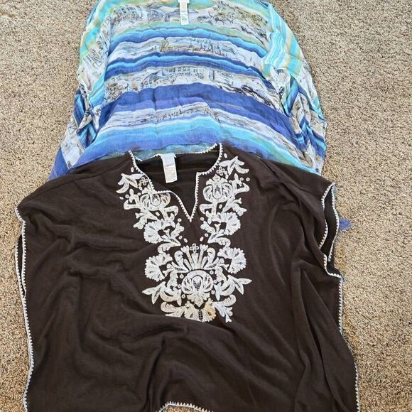Chico's Tops - Chico's Women's Brown and Blue Shaw